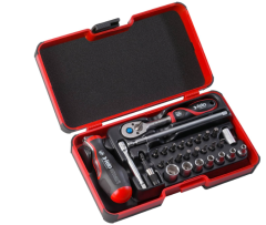 Felo - Smart II Tool set with smart handle, ERGONIC ratchet, sockets, bits and accessories, 29pcs - 06081506