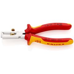 KNIPEX - Insulation Stripper with opening spring, universal insulated with multi-component grips, VDE-tested chrome plated 160 mm - 11 06 160
