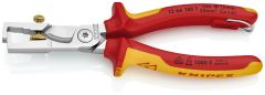 Knipex 13 66 180 T StriX® Insulation strippers with cable shears insulated with multi-component grips, VDE-tested with integrated insulated tether attachment point for a tool tether chrome plated 180