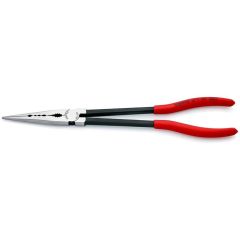 KNIPEX 28 71 280 Long Reach Needle Nose Pliers with transverse profiles plastic coated black atramentized 280 mm