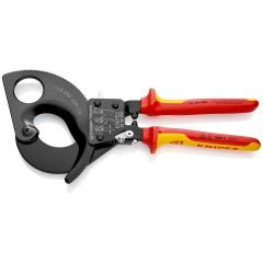 KNIPEX - Cable Cutter (ratchet action) Insulated with Multi-Component Grips, VDE-tested black lacquered 280 mm - 95 36 280