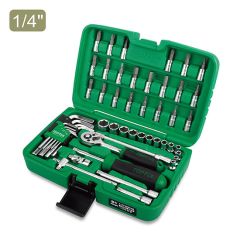 Toptul - 51pcs Professional Grade 1/4" DR. Flank Socket & Hex Key Wrench Set - GCAI5102