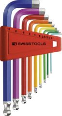PBSwiss -Coloured Ball point hex Key L-wrench sets 9pcs (1.5 - 10mm) - PB 212.H-10 RB