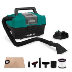 Vonroc - Portable Vacuum Cleaner 20V - 4.0ah| Incl. Accessories, Battery and Fast Charger - S3-VC508DC