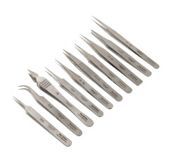 Toolstar - Set of 10 Assorted Tweezers For Electronics - TS-10Pcs