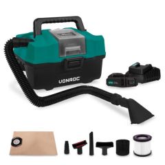 Vonroc - Portable Vacuum Cleaner 20V | Incl. Accessories, 2 Batteries and Quick Charger - VC508DC